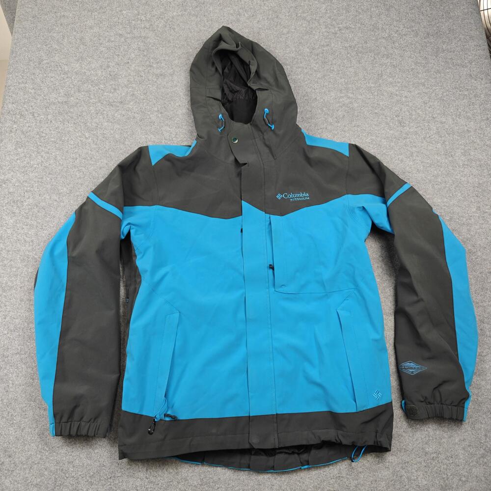 Columbia Jacket Mens Medium Blue Titanium Parka Hooded Insulated Omni-Tech